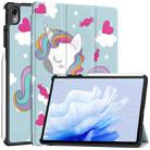 For Huawei Matepad Air Custer Painted 3-Fold Holder Smart Leather Tablet Case(Unicorn) - 1