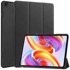 For Teclast T50  Custer Pure Color 3-Fold Holder Smart Leather Tablet Case(Black) - 1