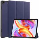 For Teclast T50  Custer Pure Color 3-Fold Holder Smart Leather Tablet Case(Dark Blue) - 1