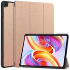 For Teclast T50  Custer Pure Color 3-Fold Holder Smart Leather Tablet Case(Rose Gold) - 1