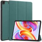 For Teclast T50  Custer Pure Color 3-Fold Holder Smart Leather Tablet Case(Dark Green) - 1