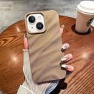 For iPhone 14 Plus Solid Color Wave Texture TPU Phone Case(Brown) - 1