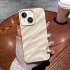 For iPhone 15 Solid Color Wave Texture TPU Phone Case(Beige) - 1