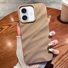 For iPhone 16 Solid Color Wave Texture TPU Phone Case(Brown) - 1