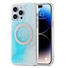 For iPhone 14 Pro Dual-side IMD Marble Magsafe Phone Case(Sky Blue) - 1