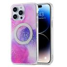 For iPhone 14 Pro Dual-side IMD Marble Magsafe Phone Case(Smudged Purple) - 1