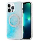 For iPhone 13 Pro Max Dual-side IMD Marble Magsafe Phone Case(Sky Blue) - 1