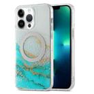 For iPhone 13 Pro Max Dual-side IMD Marble Magsafe Phone Case(White Green) - 1