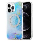 For iPhone 12 Pro Dual-side IMD Marble Magsafe Phone Case(Dark Blue) - 1