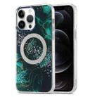 For iPhone 12 Pro Dual-side IMD Marble Magsafe Phone Case(Dark Green) - 1