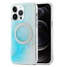 For iPhone 12 Pro Dual-side IMD Marble Magsafe Phone Case(Sky Blue) - 1