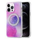 For iPhone 12 Pro Dual-side IMD Marble Magsafe Phone Case(Smudged Purple) - 1