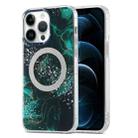 For iPhone 12 Pro Max Dual-side IMD Marble Magsafe Phone Case(Dark Green) - 1