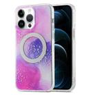 For iPhone 12 Pro Max Dual-side IMD Marble Magsafe Phone Case(Smudged Purple) - 1