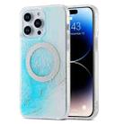 For iPhone 15 Pro Dual-side IMD Marble Magsafe Phone Case(Sky Blue) - 1