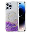 For iPhone 15 Pro Dual-side IMD Marble Magsafe Phone Case(White Purple) - 1