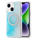 For iPhone 15 Plus Dual-side IMD Marble Magsafe Phone Case(Sky Blue) - 1