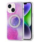For iPhone 15 Plus Dual-side IMD Marble Magsafe Phone Case(Smudged Purple) - 1