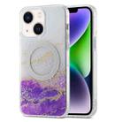 For iPhone 15 Dual-side IMD Marble Magsafe Phone Case(White Purple) - 1