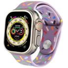 Rainbow Raindrops Silicone Watch Band For Apple Watch Ultra 49mm(Light Purple) - 1