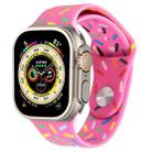 Rainbow Raindrops Silicone Watch Band For Apple Watch Ultra 49mm(Rose Red) - 1