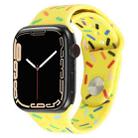 Rainbow Raindrops Silicone Watch Band For Apple Watch 8 41mm(Yellow) - 1