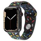 Rainbow Raindrops Silicone Watch Band For Apple Watch 8 41mm(Black) - 1