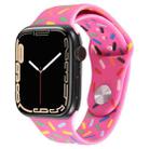 Rainbow Raindrops Silicone Watch Band For Apple Watch 8 45mm(Rose Red) - 1