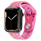 Rainbow Raindrops Silicone Watch Band For Apple Watch 7 41mm(Rose Red) - 1