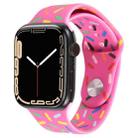 Rainbow Raindrops Silicone Watch Band For Apple Watch 7 45mm(Rose Red) - 1