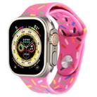 Rainbow Raindrops Silicone Watch Band For Apple Watch 9 45mm(Rose Red) - 1