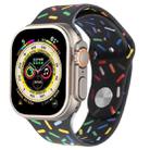 Rainbow Raindrops Silicone Watch Band For Apple Watch 9 41mm(Black) - 1