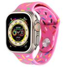 Rainbow Raindrops Silicone Watch Band For Apple Watch 9 41mm(Rose Red) - 1