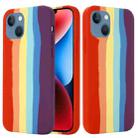 For iPhone 15 Rainbow Liquid Silicone Phone Case(Red) - 1