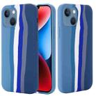 For iPhone 15 Plus Rainbow Liquid Silicone Phone Case(Blue) - 1