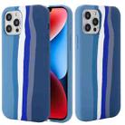For iPhone 15 Pro Rainbow Liquid Silicone Phone Case(Blue) - 1