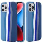 For iPhone 15 Pro Max Rainbow Liquid Silicone Phone Case(Blue) - 1