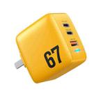 WK WP-U141 67W USB+Double USB-C / Type-C GaN Charger, Plug:CN Plug(Yellow) - 1