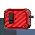 For AirPods Pro Carbon Fiber Magnetic Automatic Switch Earphone Protective Case(Red) - 1