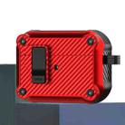 For AirPods Pro 2 Carbon Fiber Magnetic Automatic Switch Earphone Protective Case(Red) - 1