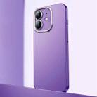 For iPhone 12 Frosted Metal Material Phone Case with Lens Protection(Purple) - 1