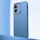 For iPhone 12 Frosted Metal Material Phone Case with Lens Protection(Blue) - 1