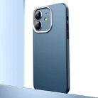 For iPhone 12 Frosted Metal Material Phone Case with Lens Protection(Dark Blue) - 1