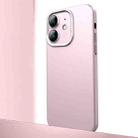 For iPhone 12 Frosted Metal Material Phone Case with Lens Protection(Pink) - 1