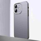 For iPhone 12 Frosted Metal Material Phone Case with Lens Protection(Grey) - 1