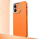 For iPhone 12 Frosted Metal Material Phone Case with Lens Protection(Orange) - 1