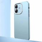 For iPhone 12 Frosted Metal Material Phone Case with Lens Protection(Light Blue) - 1