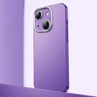 For iPhone 13 Frosted Metal Material Phone Case with Lens Protection(Purple) - 1