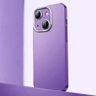 For iPhone 14 Frosted Metal Material Phone Case with Lens Protection(Purple) - 1