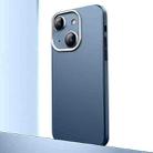 For iPhone 14 Frosted Metal Material Phone Case with Lens Protection(Dark Blue) - 1